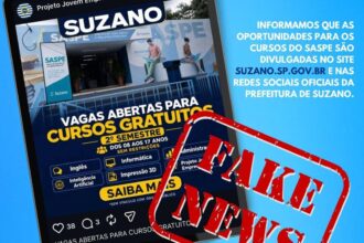 Prefeitura de Suzano alerta população sobre divulgações falsas de cursos fake curso